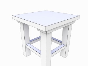 old wooden stool 3D Model