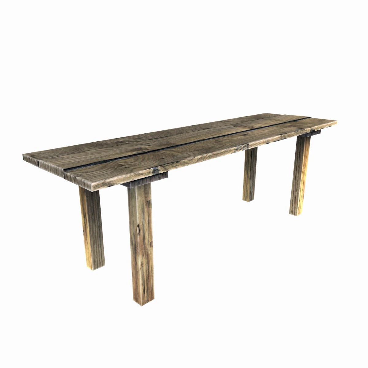 old wooden table 3D Model .c4d .max .obj .3ds .fbx .stl .blend 