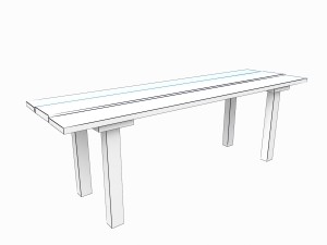 old wooden table 3D Model