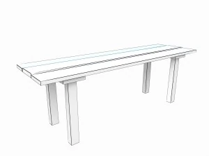 old wooden table 3D Model