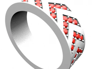 женское кольцо с шевронным паве 3D Модель