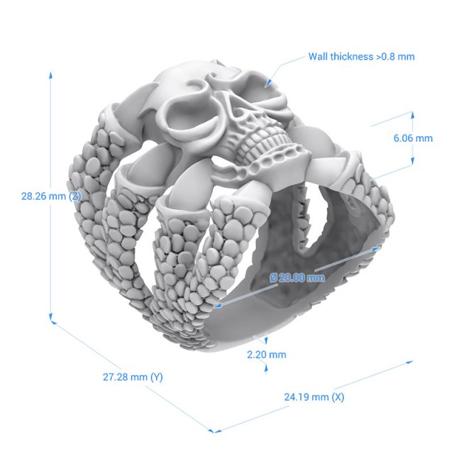 Download ring 004 skull 3D Model