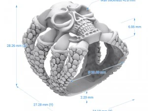 ring 004 skull 3D Print Model