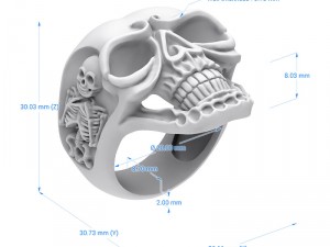 ring 005 skull Modello di stampa 3D