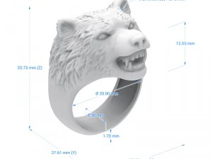 ring 008 wolf 3D Print Model