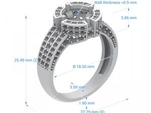リング014宝石 3Dプリントモデル