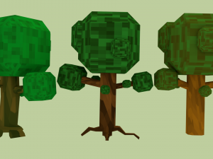 pixel trees 5 pack 3D 模型
