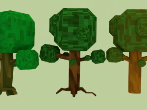 pixel trees 5 pack 3D Model