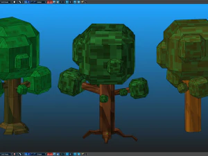 pixel trees 5 pack 3D Model