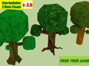 픽셀 트리 5팩 3D 모델