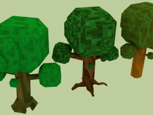 pixel trees 5 pack 3D 模型