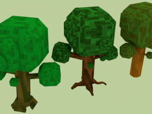 pixel trees 5 pack 3D Model
