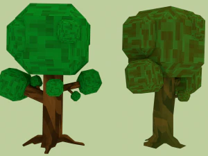 pixel trees 5 pack 3D Model