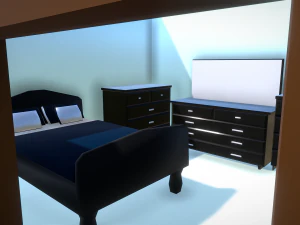 elegant low poly master bedroom set 3D Model
