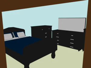 elegant low poly master bedroom set 3D Model