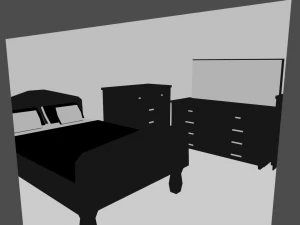elegant low poly master bedroom set 3D Model