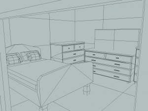 elegant low poly master bedroom set 3D Модель