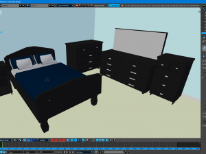 elegant low poly master bedroom set 3D Модель