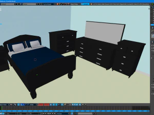 elegant low poly master bedroom set 3D Model