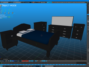 elegant low poly master bedroom set 3D Модель