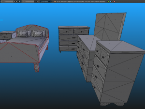 elegant low poly master bedroom set 3D Модель