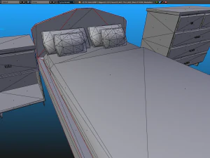 elegant low poly master bedroom set 3D Model