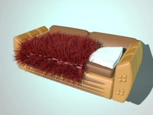 sofa with red blanket and white orthopedic pillow 3D Model