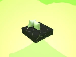 black sofa with white gambeson pillow and blanket 3D Model