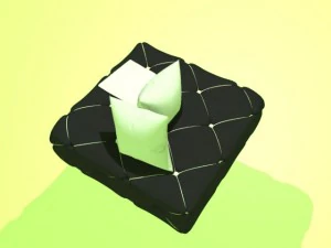 black sofa with white gambeson pillow and blanket 3D Model