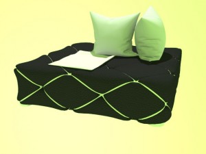 black sofa with white gambeson pillow and blanket 3D मॉडल