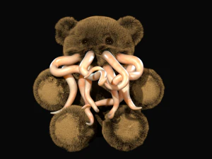 tentacle bear - high and low poly 3D Model