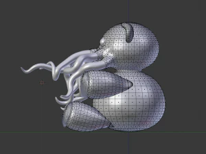 tentacle bear - high and low poly 3D Model