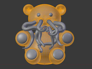 tentacle bear - high and low poly 3D Model