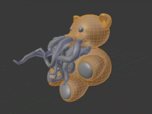 tentacle bear - high and low poly 3D Model