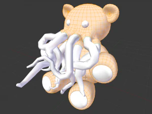 tentacle bear - high and low poly 3D Model