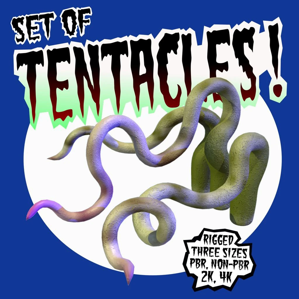 rigged tentacle set with pbr and non-pbr textures 3D Model .c4d .max .obj .3ds .fbx .stl .blend 