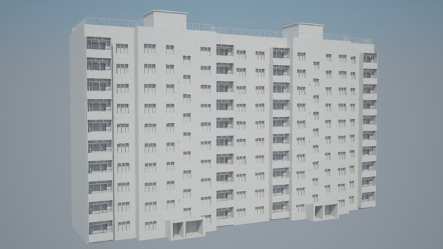 russian panelka 3D Model .c4d .max .obj .3ds .fbx .stl .blend