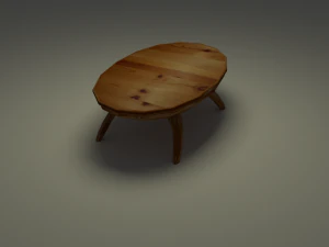 round wooden coffee table 3D Model