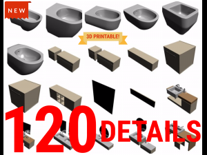 AWESOME 120 In 1 Bathroom Item PRINTABLE PACK Modello 3D