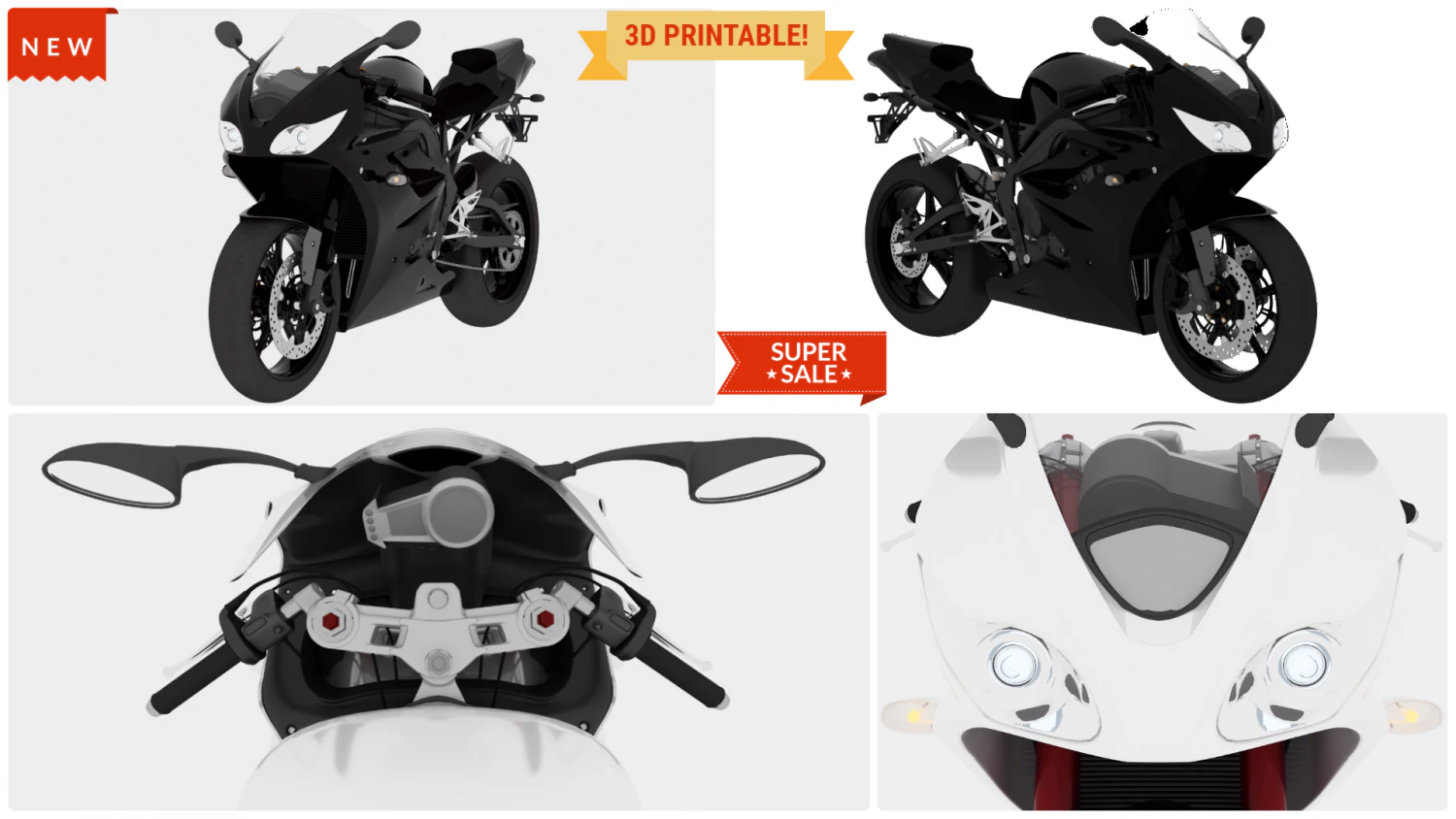 AWESOME RACING MOTORCYCLE 3D MODEL PACK 3D Model .c4d .max .obj .3ds .fbx .stl .blend