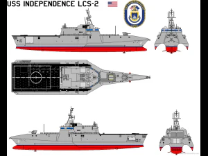 trimaran military ship 3D Model