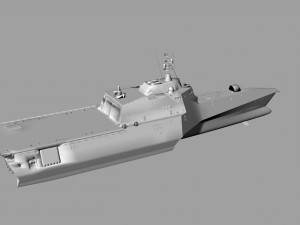 trimaran military ship 3D 模型