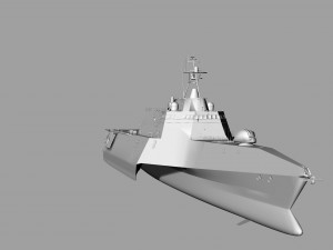 trimaran military ship 3D 模型