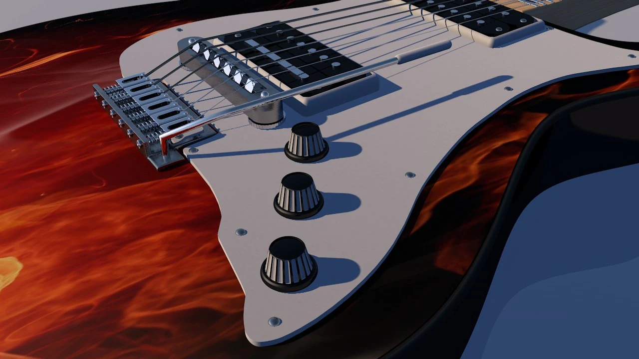 eletric guitar 3D Model .c4d .max .obj .3ds .fbx .stl .blend 