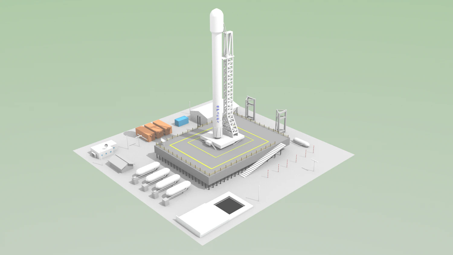 falcon 9 3D Model .c4d .max .obj .3ds .fbx .stl .blend 