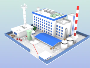 फैक्ट्री लो पॉली 3D मॉडल