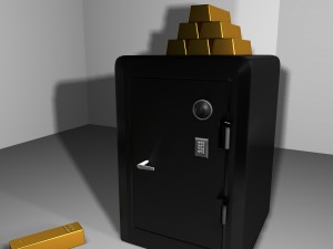 metal safe with gold bars 3Dモデル