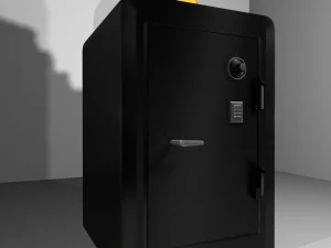 metal safe with gold bars 3D Model