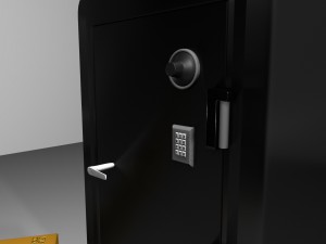 metal safe with gold bars 3D Model