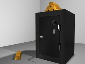 metal safe with gold bars 3D Model